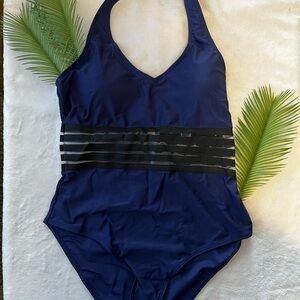 Women's New Style One Piece Swimsuit, Dark Blue  XXL